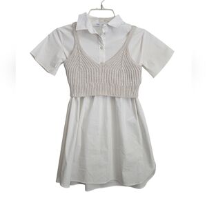 NWOT Zara Girls Beige Shirt Dress with Knit Crop Top Size 7